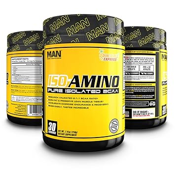 MAN Sports ISO-Amino BCAA Amino Acid Powder, Pineapple Express, 30 Servings,
