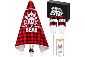 Glitopper 4 Pcs Mothers Day Gifts from Daughter Son, Mama Bear Wearable Blanket Slippers Cup Hoodie Gift for Mom Mother's Day