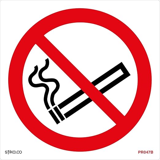No Smoking Symbol Sign 100mm x 100mm - Self Adhesive (PRS.08G-SA