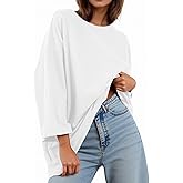 Tankaneo Womens Oversized 3/4 Bell Sleeve TShirts Casual Crewneck Fall Trendy Tunic Tops Loose Fit Basic Tees