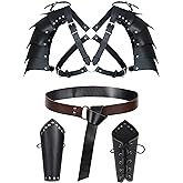 Medieval Knight Leather Belt Shawl Men Renaissance Half Shoulder Cape Scarf Buckle Bracers Retro Accessories(Type12)