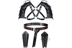 ALAMIYA Medieval Knight Leather Belt Shawl Men Renaissance Half Shoulder Cape Scarf Buckle Bracers Retro Accessories(Type12)