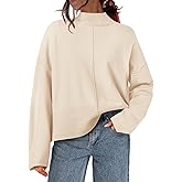 PRETTYGARDEN Womens Sweaters Fall 2025 Long Sleeve Ribbed Knit Pullover Loose Mock Neck Lightweight Casual Sweater Tops