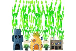 BEGONDIS 23 Pcs Aquarium Decorations Fish Tank Artificial Green Water Plants with Resin Ornament，Accessories Ornament Kit