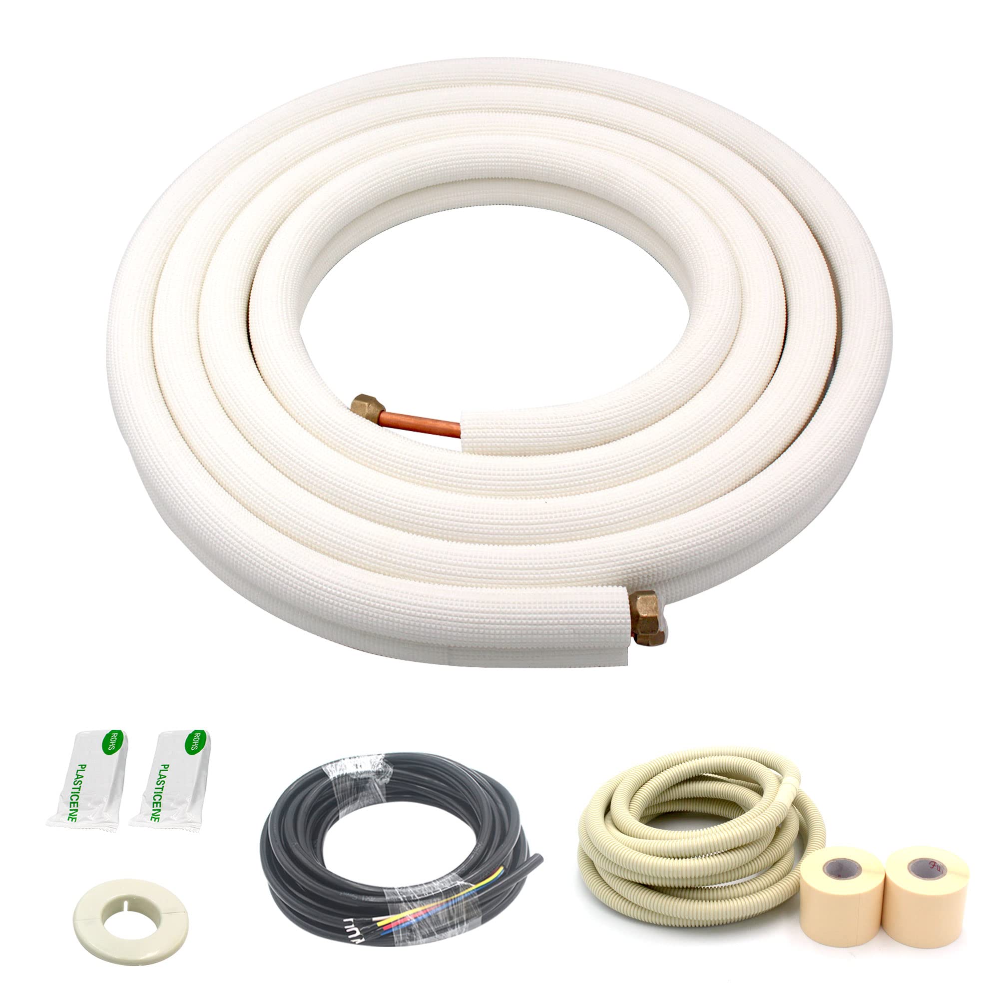 TADERUILY 16 Ft Mini Split Line Set,Air Conditioning Copper Tubing Pipe Extension,1/4