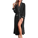 Ekouaer Robes for Women Lightweight Knit Waffle Bathrobe Full Length Kimono Casual Ladies Loungewear