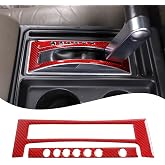 Lcojicep Gear Shift Panel Cover Trim Compatible with Hummer H2 2003-2007 Real Soft Carbon Fiber Center Control Gear Shift Anti-Scratch Panel Frame Trim Cover Protection Sticker Accessories，Red