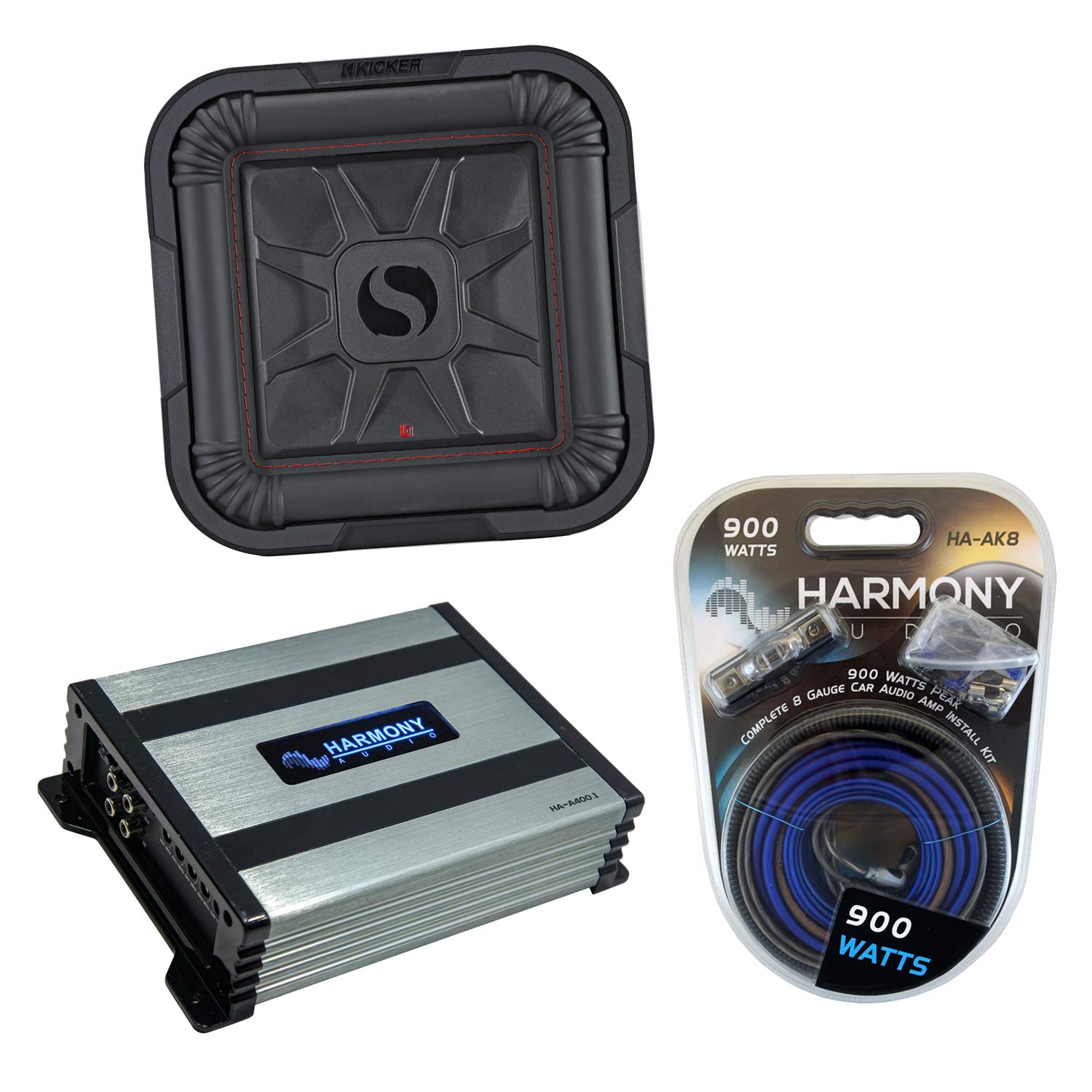 Kicker 46L7T104 Car Audio L7T Shallow Mount 10" Sub Square L7 Subwoofer L7T104 Bundle with Harmony H
