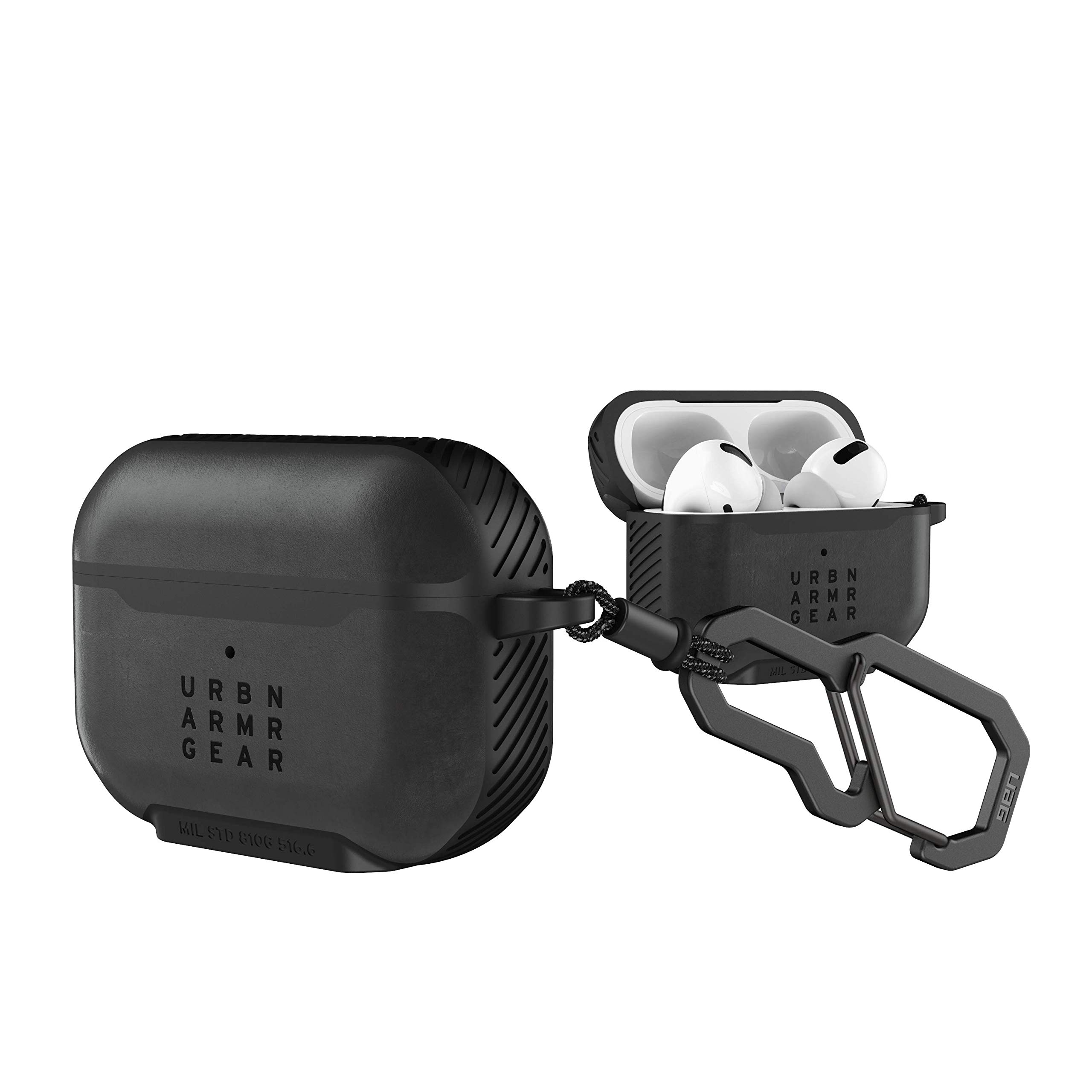 URBAN ARMOR GEAR UAG Compatible with AirPods Pro Case Full Body Rugged Protective Supple Italian Leather with Carabiner, Metropolis LTHR ARMR Black