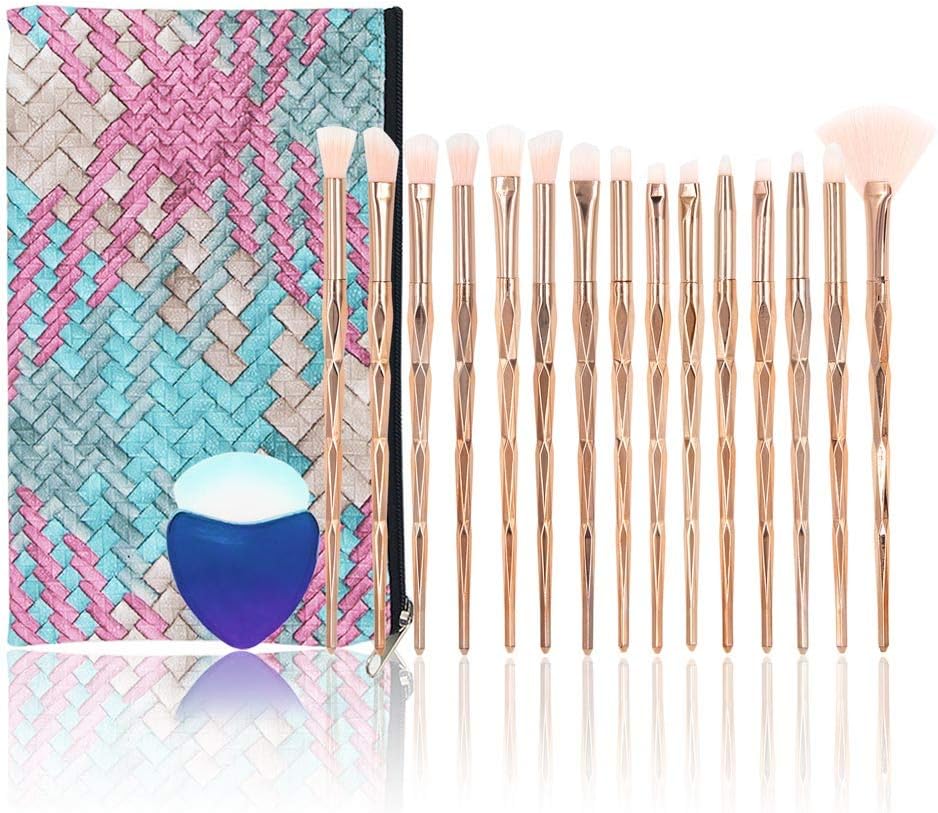 Makeup Brush Sets,NIZIYI 16PCS Makeup Cosmetic Brushes Set Diamond Shape Powder Foundation Eyebrow Lip Concealer Brush Tool for Christmas Birthday Gift