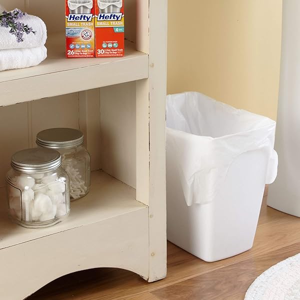 HEFTY SMALL GARBAGE BAGS, FLAP TIE, LAVENDER & SWEET VANILLA SCENT, 4 GALLON, 26 COUNT