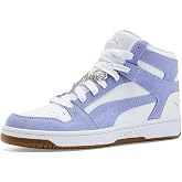 PUMA Women's Rebound Layup Mid Shoes, White-Intense Lavender- Silver SS26, 10 Rebound Layup Spring Bling WNS