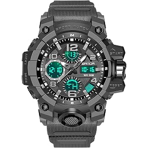 YOOTEN Waterproof Sports Watch for Men with Night Light, Dual Display Analog Digital Outdoor Swimming Surfing Military Tactic