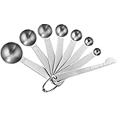 Spring Chef Stainless Steel Measuring Spoons Set of 8 with Leveler, Round Metal Teaspoon & Tablespoon Measuring Spoons - Nest