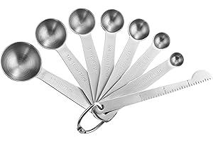 Spring Chef Stainless Steel Measuring Spoons Set of 8 with Leveler, Round Metal Teaspoon & Tablespoon Measuring Spoons - Nesting Kitchen Gadgets For Baking & Cooking, Dry & Liquid Ingredients