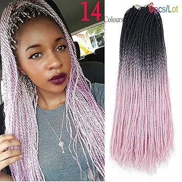 Buy Yolana Black Pink 24 Crochet Senegalese Twist Braids Hair