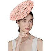 Coucoland Fascinators Hats for Women - Tea Party Cocktail Kentucky Fascinator Multilayer Flat Derby Hat with Pearl for Party