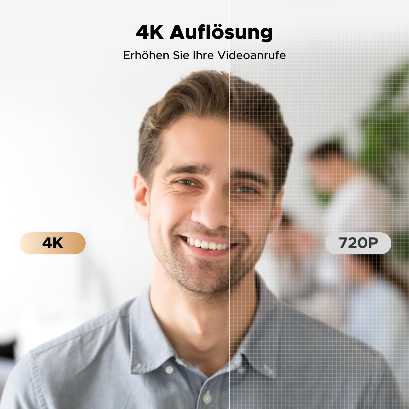 UGREEN FineCam Lite 4K, UHD Webcam 4K, Webcam mit Mikrofon und Objektivabdeckung, PC Kamera Autofokus, 70°FOV, USB-A/C Anschluss, für PC/Laptop/Windows/Mac/Linux/Skype/FaceTime 2