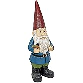 Alpine Corporation ZKD100 Jumbo Size Gnome with Bird Decor, Whimsical Gnome Statue for Patio & Garden, 48" H, Multicolor