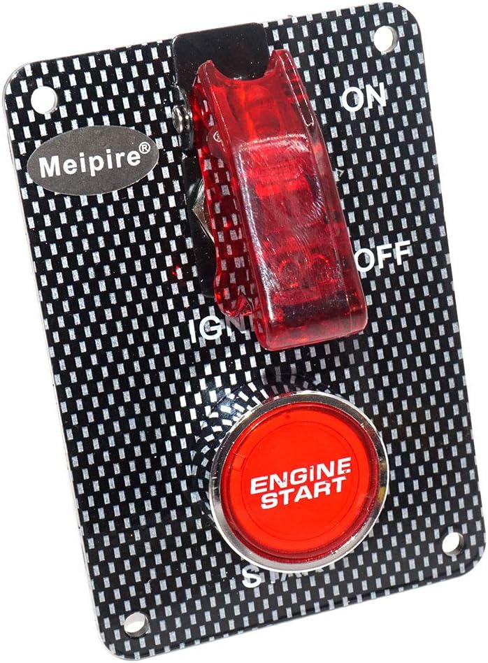 Meipire DC 12-24V Racing ignition switch Modified instrument switch Start switch Racing power switch for Racing Sport Competitive Car (1 Gang Button Switch Panel)