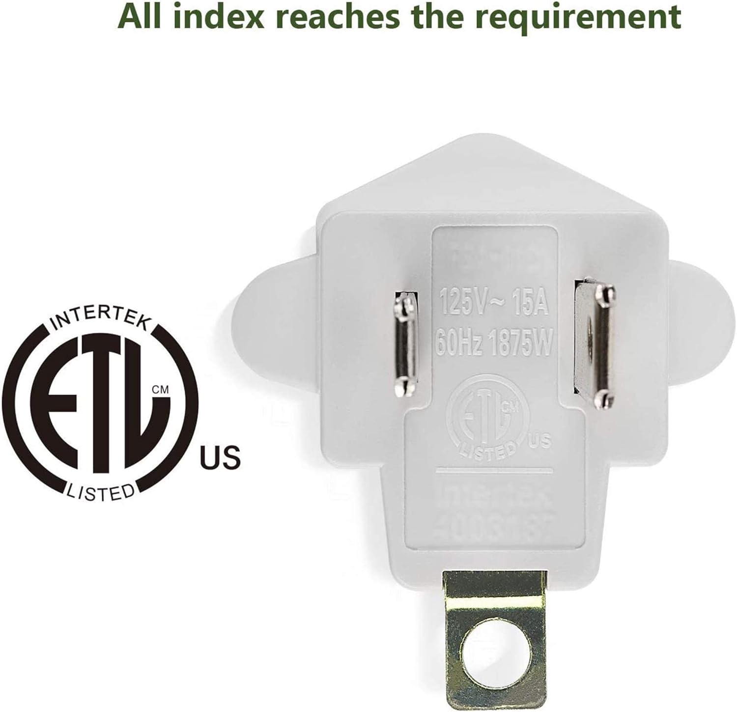 3-2 Prong Grounding Outlet Adapter, JACKYLED 3 Prong to 2 Prong Adapter Converter, ETL Listed Fireproof Material 200℃ Resistant Heavy Duty Wall Outlet Plug for Household Appliances Industrial, 4 Pack - - 