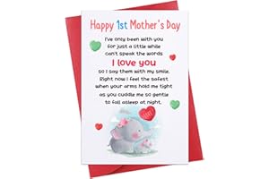 FaCraft Happy First Mothers Day Card - for New Mom First Time Mom from Bump Baby Boy Girl, Happy 1st Mothers Day Gift Card with Envelope