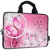 iColor 9.7 10 10.1 10.2 inch Neoprene Tablet Bag Carring Case Sleeve Cover with Handle for 9.7 to 10.2 Inch Laptops/Notebook/ebooks/Kids Tablet/Apple ipad Pink Butterfly ICB10-10
