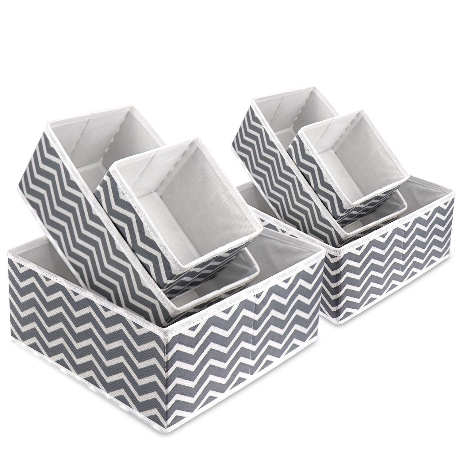 Fabric Storage Box Foldable Wardrobe Drawer Dividers Closet Dresser Organiser Collapsible Cloth Drawer Insert Cube Basket Bins Container for Underwear Socks, Neck Ties, Scarves, and Handkerchiefs