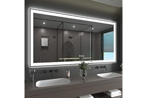 SMIROR 72x 36 Black Frame LED Mirrors for Bathroom Wall, Large Lighted Vanity Mirrors, Dimmable, Anti-Fog, Memory, Shatterproof, ETL Listed (Front Lights and Backlit)