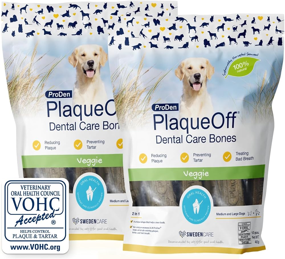 ProDen PlaqueOff 13 Dental Bones for Medium & Large Dogs Veggi Pack of 2
