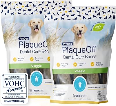 ProDen PlaqueOff 13 Dental Bones for Medium & Large Dogs Veggi Pack of 2