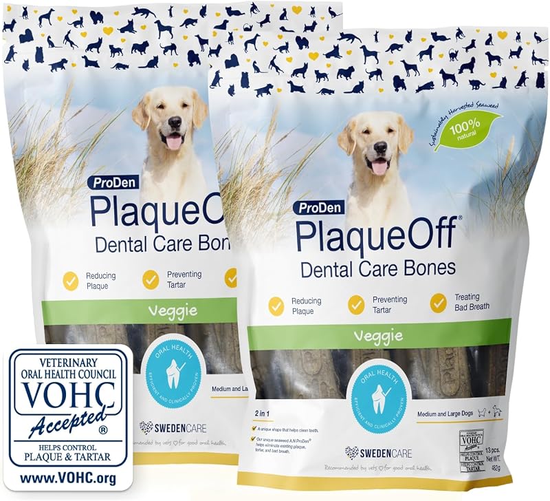 ProDen PlaqueOff 13 Dental Bones for Medium & Large Dogs Veggi Pack of 2