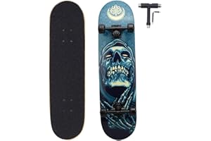 ANNEE 31x8 Inch Skateboard Complete for Beginners,7 Layer Maple Wood Double Kick Concave Skate Boards, Tricks Skateboards for