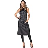 Betty Dain Amazin' Bleachproof Apron with Zippered Pockets, Bleach and Chemical Proof, Lightweight Embossed Nylon, Longer Length for Better Protection, Bottom Zippered Pockets, Black