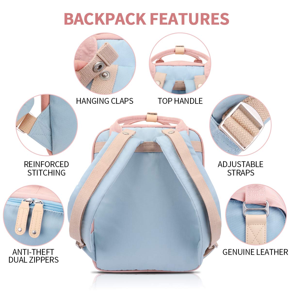 Keenstone Rucksack Satchel Backpack with laptop compartment for Women,Travel Laptop Computer Backpacks with USB Charging Port, Water Resistant College School Bookbag Fits 14 Inch Notebook(Blue)