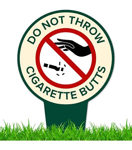 funny cigarette disposal signs Please Do Not Throw Butts in This Trash Receptacle Sign - Trash Can Smokers Metal Indoor or Outdoor Gift Metal Sign drilled holes for easy installation Please Dispose Of Cigarette Butts