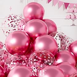 AULE Party Balloons Pack of 42 - Metallic Chrome