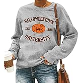 QIANRUO Halloweentown Est 1998 Sweatshirt Women Cute Halloween Witch Pumpkin Shirt Fall Crew Neck Pullover Sweater