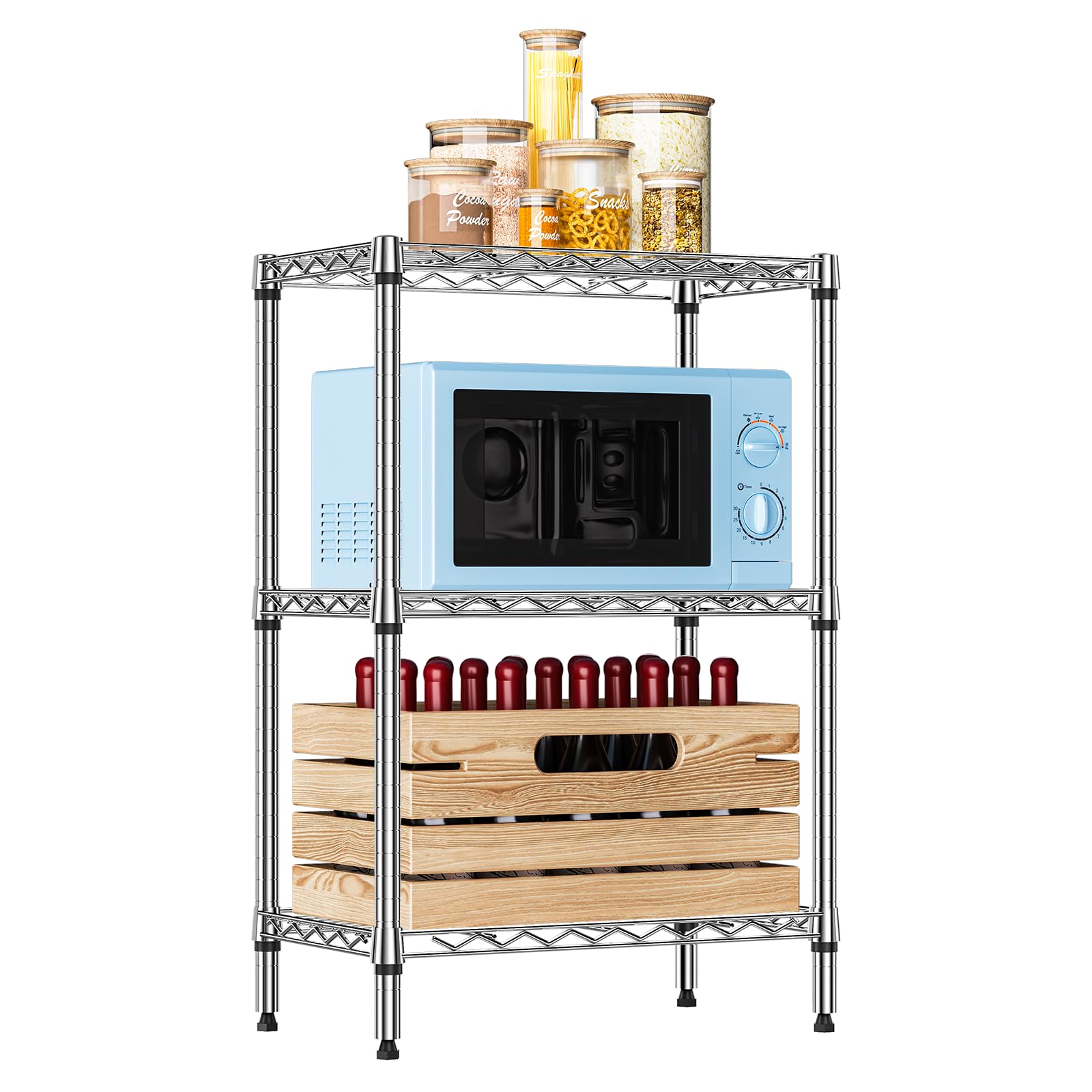 IZEUK 3 Tier Heavy Duty Steel Storage Shelves, Metal Shelf Wire Shelving Rack for Pantry, Kitchen, Cloakroom or Office Organization (13.8" D x 23.6" W x 35.5" H, 750LBS, Chrome)