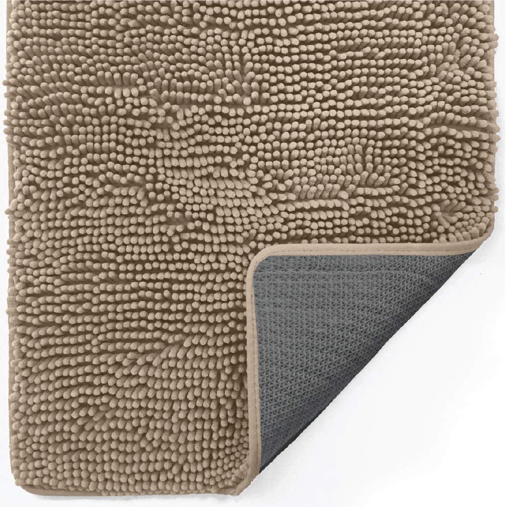 Gorilla Grip Indoor Durable Chenille Doormat, Soft Absorbent Mat, Machine Wash Inside Mats, Low-Profile Rug Doormats for Entry, Back Door, Mud Room, Garage Floor, Home Décor Essentials, 24x17, Beige