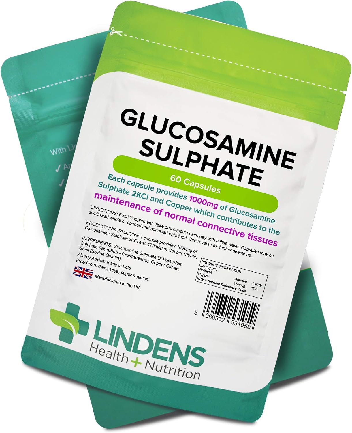 Lindens, Glucosamine Sulphate 1000mg, 60 Capsules, UK Made, Joint Care, 1 a Day, Joint Care Supplements, Joint Health - Image 5