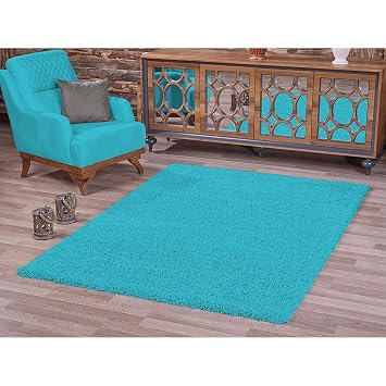 Amazon De Pannobello Shaggy Hochflor Teppich Turkis 120 X 170 Cm
