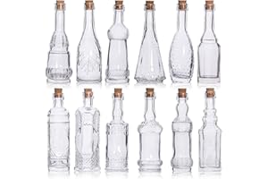eleganttime Potion Bottles with Cork,12 Pack Small Clear Vintage Decorative Bottles,Mini Vase Glass Jars With Cork Lids for DIY Crafts,Decor,Sand Art