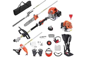 VEVOR 5-in-1 26cc 2 Cycle Gas Powered Dual Sided Hedge Trimmer, Weed Eater, String Trimmer, Edger, Pole Saw Chainsaw Pruner with EPA, CE and EMC Certification