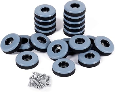 GINOYA Teflon Furniture Sliders 20pcs 25mm Screws for Carpet Hardwood Tiles