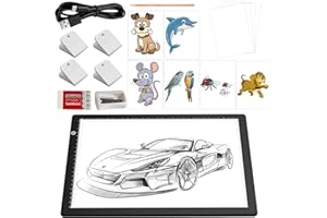KOBAIBAN A4 Light Pad with 4 Clips, Ultra-Thin LED Light Board for Diamond Painting, Stepless Dimmable Brightness USB-C Power Light Table for Tracing, Light Box for Sketching, Drawing, Weeding Vinyl