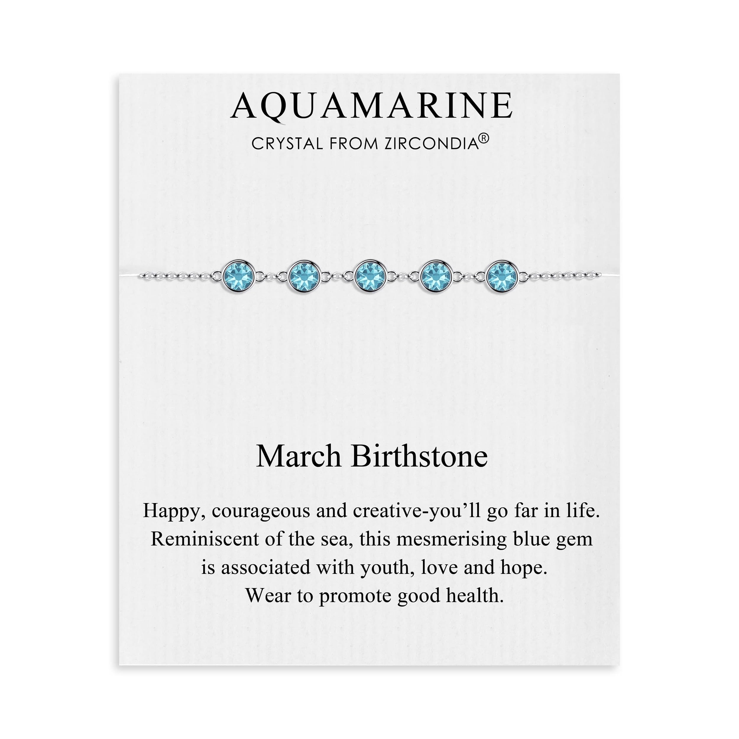 Philip Jones March Birthstone Bracelet Created with Aquamarine Zircondia® Crystals