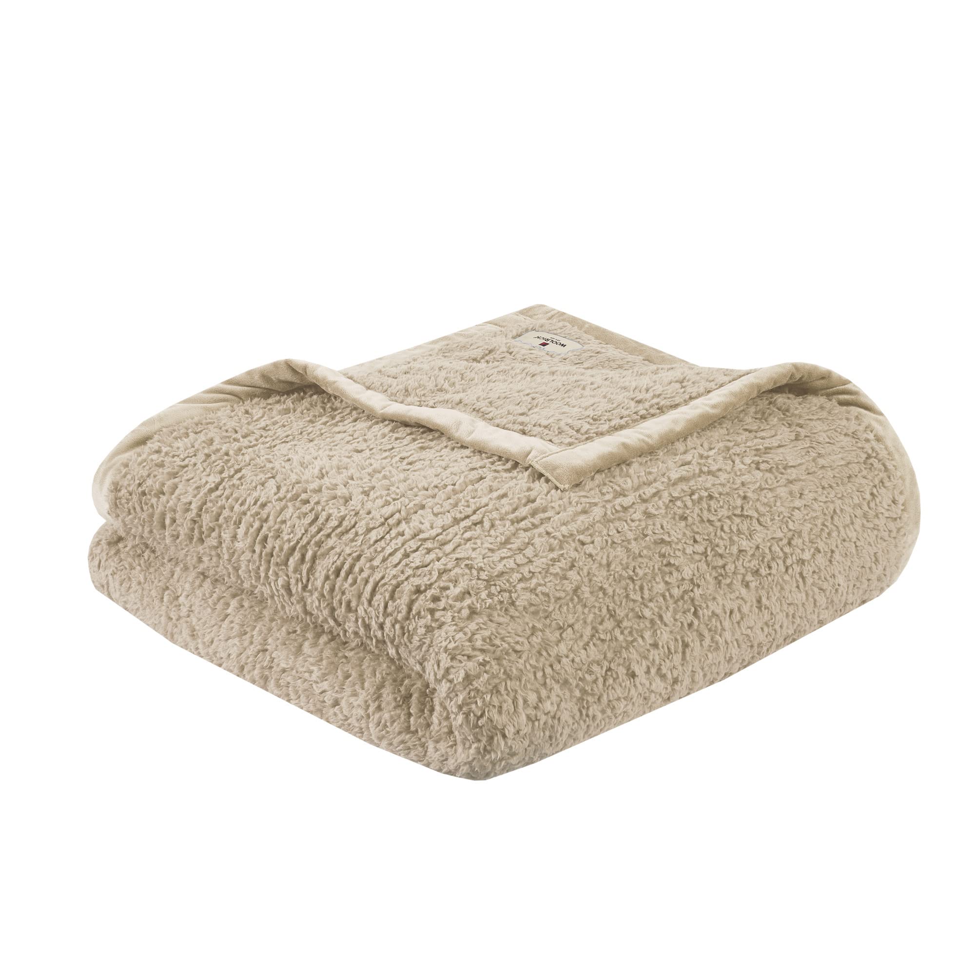 Photo 1 of (USED/FAIR) (BAGGED) Woolrich Burlington Berber Blanket Super Soft, Cozy Lightweight Cover with Luxurious Velvet Binding, Modern Trendy All Season Bedspread Bedding-Set, King: 108x90, Tan