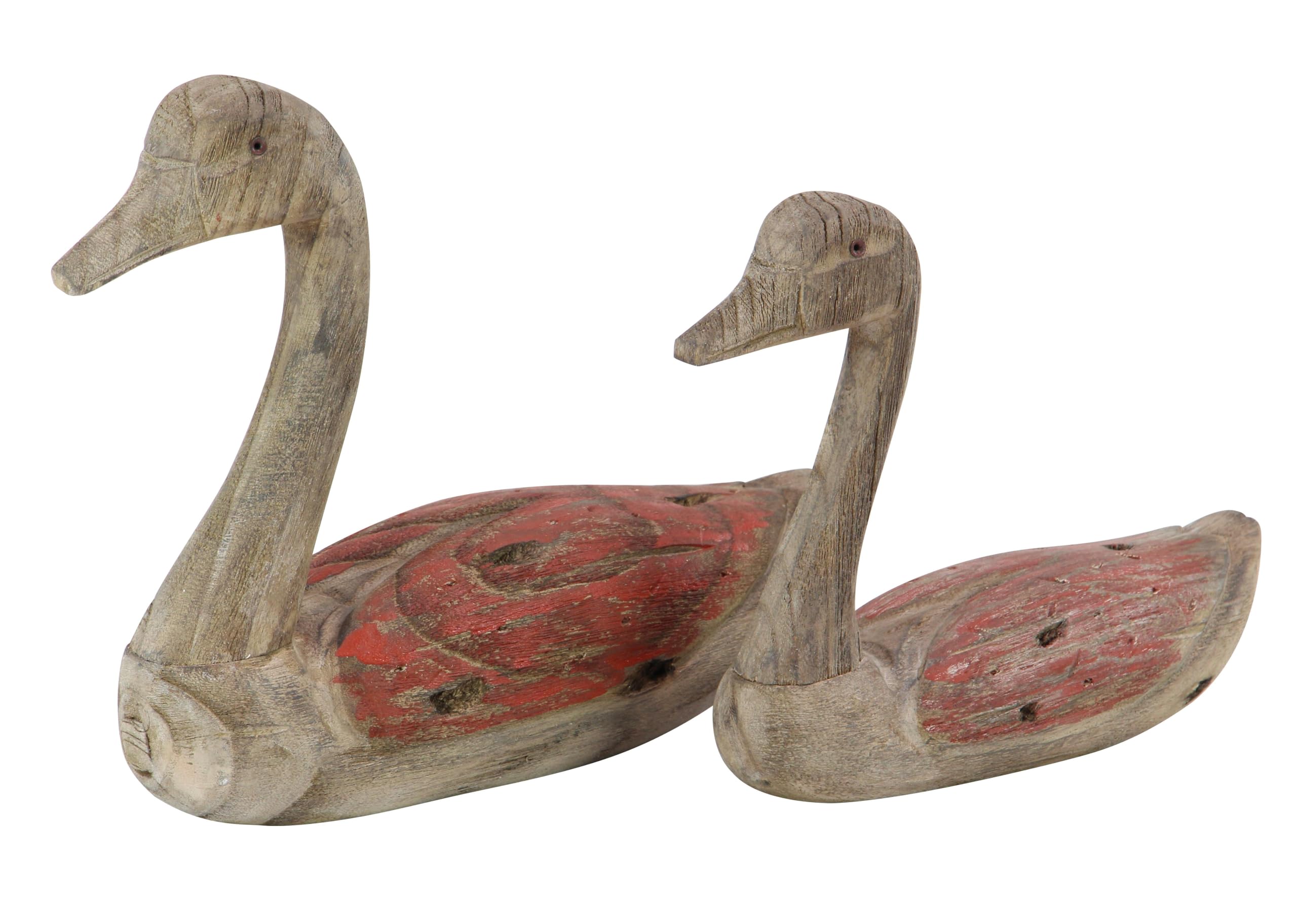 Photo 1 of Deco 79 Wood Duck Decorative Sculpture Home Decor Statues, Set of 2 Accent Figurines 13", 11"W, Brown