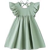 Dutebare Toddler Baby Girl Dress Cotton Linen Ruffle Halter Sleeveless Dresses Kids Summer Sundress